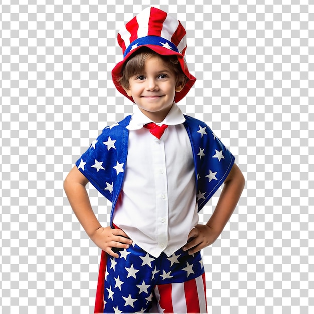 PSD Мальчик в патриотических костюмах на прозрачном фоне