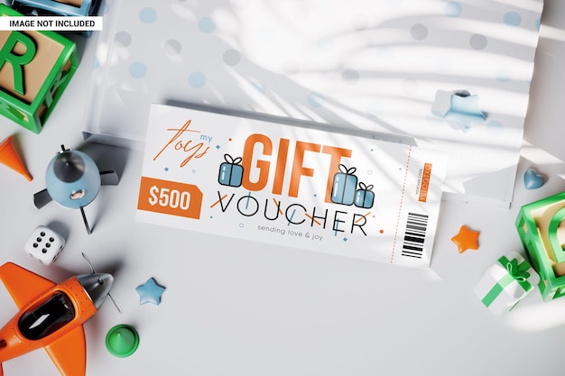 Kid gift voucher card mockup