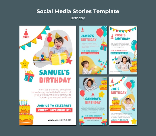 PSD kid's birthday social media stories