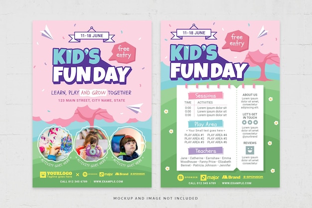 Шаблон флаера детского праздника Kids Fun Day в PSD