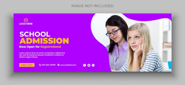 Kid school admission cover photo design template