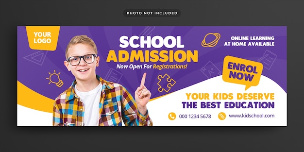 Copertina della timeline e banner web per l'ammissione alla kid school