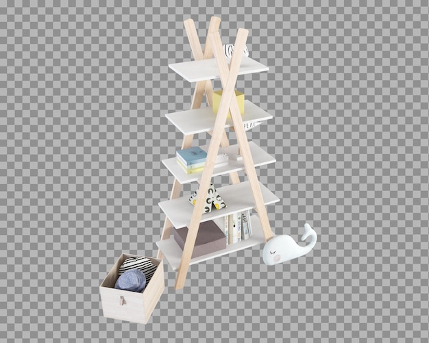 PSD kid shelf in 3d rendering isolated