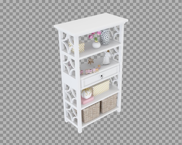 Kid shelf in 3d rendering isolated