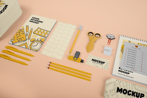 Design mockup per set di cancelleria per bambini