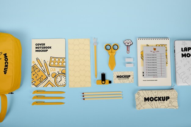 PSD kid stationery set mockup design