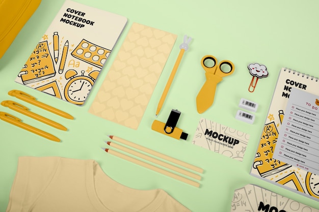 PSD kid stationery set mockup design