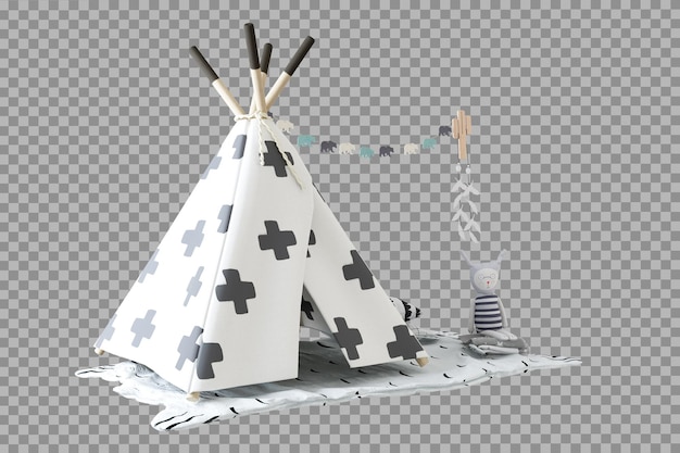 PSD kid tent in 3d-rendering geïsoleerd