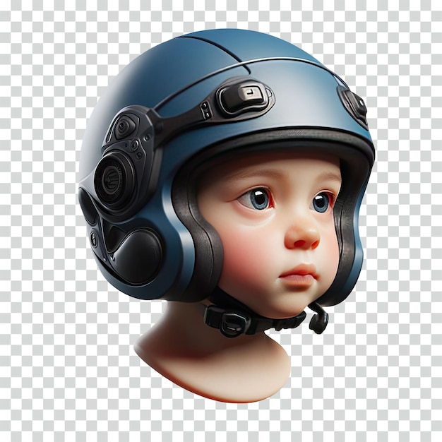 PSD kid wearing helmet transparent background