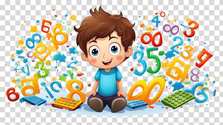 PSD kid with alphabets isolated on transparent background vector illustration