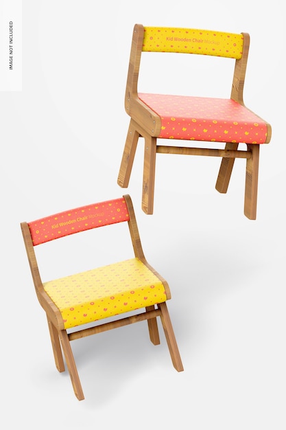 Kid Wooden Chairs Mockup, Floating