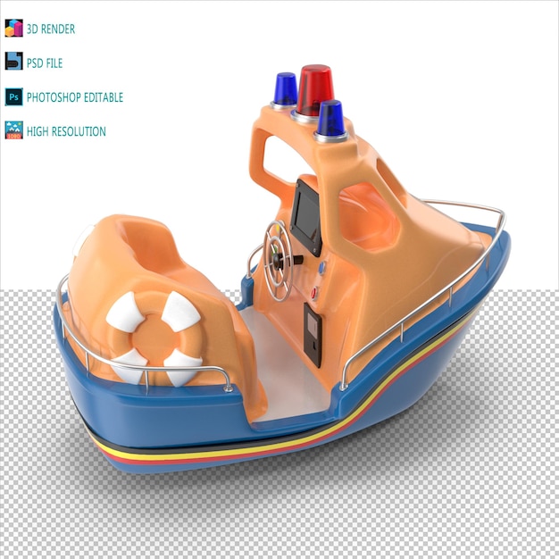 PSD kiddie ride boat 3d rendering psd