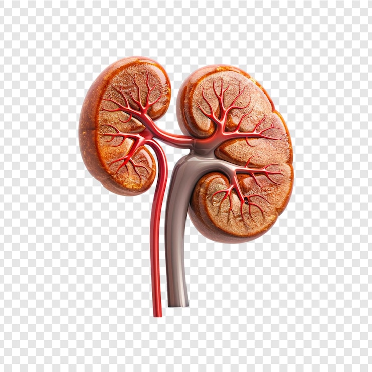 PSD kidney with biology and health care isolated on transparent background