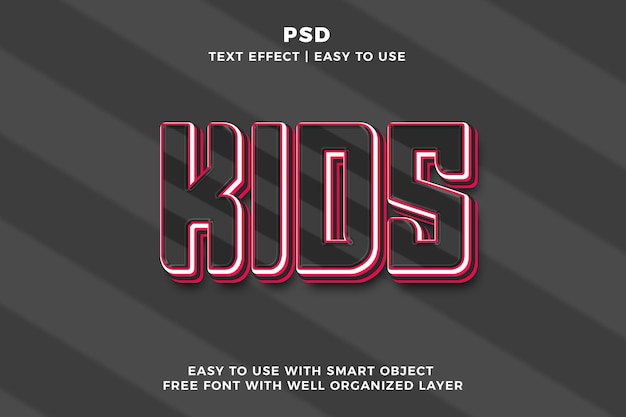 kids 3d editable photoshop text effect style psd with background