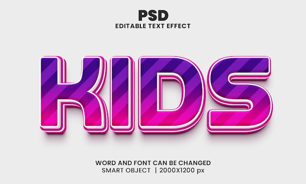 Bambini 3d modificabili in stile effetto testo photoshop con sfondo