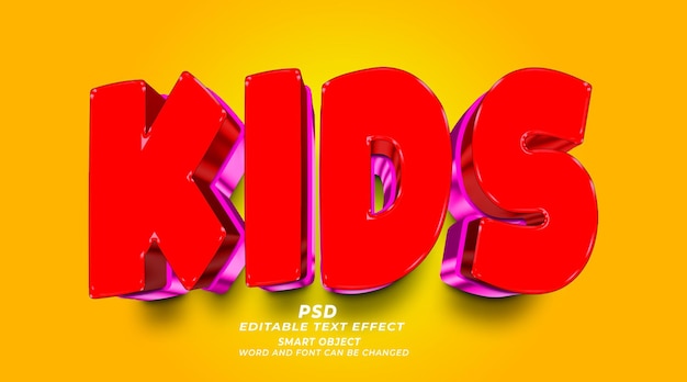 Kids 3d editable photoshop text effect style with background