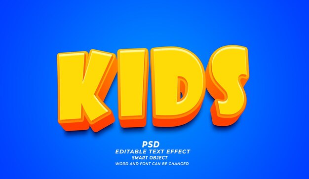 PSD kids 3d editable text effect photoshop psd style
