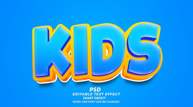 Kids 3d editable text effect photoshop template with background