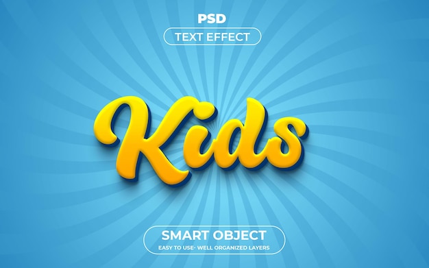 PSD bambini 3d effetto testo modificabile premium con sfondo