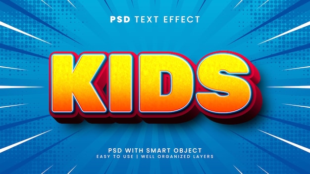 Kids 3d editable text effect with happy and fun text style