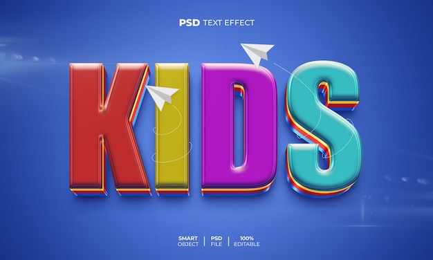 PSD kids 3d editable text effect