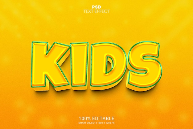 PSD design con effetto testo modificabile psd 3d per bambini