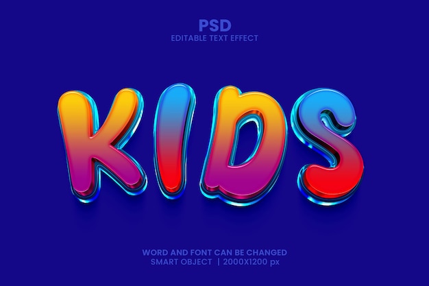 Kids 3d psd editable text effect