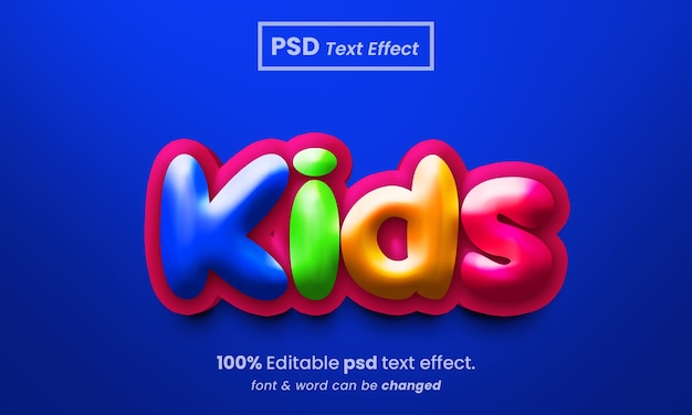 PSD kids 3d text effect multiple color psd text effect