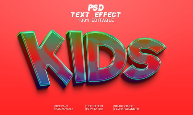 Kids 3D Text Effect PSD File