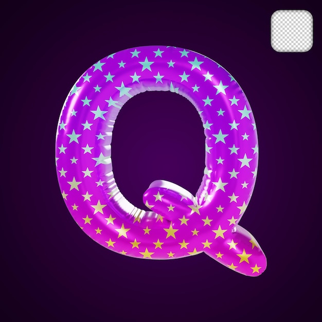 Kids alphabet letter q 3d illustration