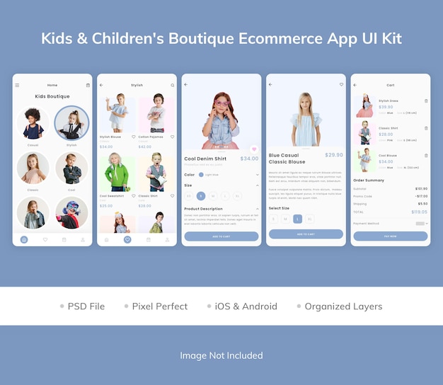 PSD キッズアンプチルドレンブティックeコマースアプリuiキット