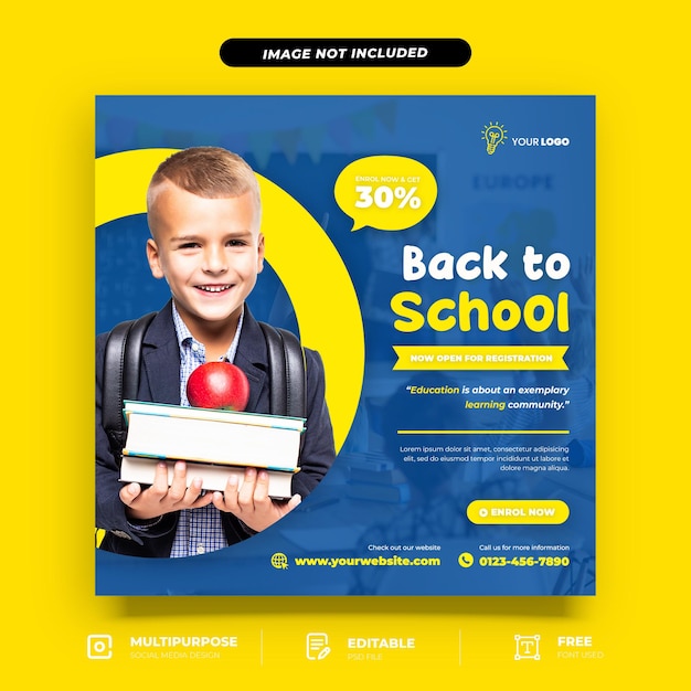 Kids back to school admission social media template