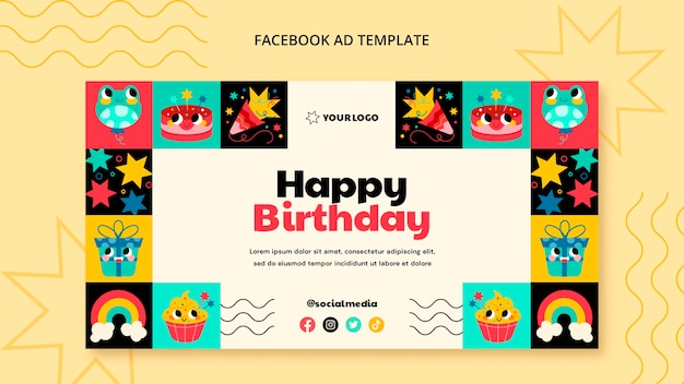 子供の誕生日のお祝いソーシャル メディア プロモーション テンプレート
