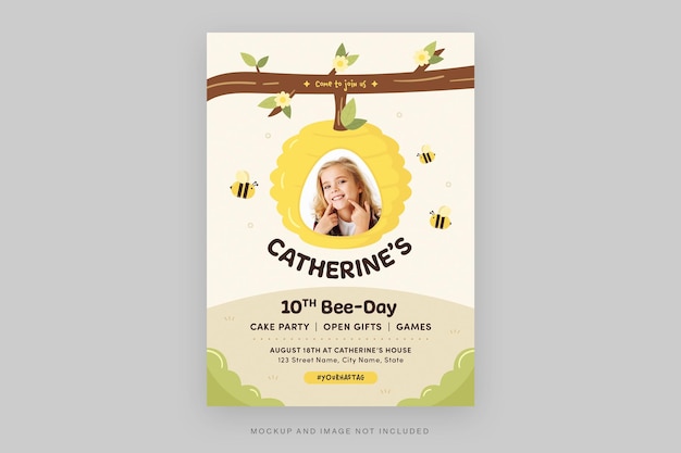 PSD kids birthday flyer template in psd v2