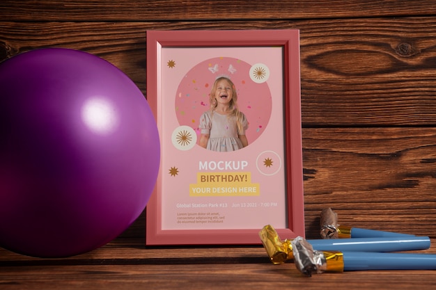 PSD Детский макет рамки дня рождения