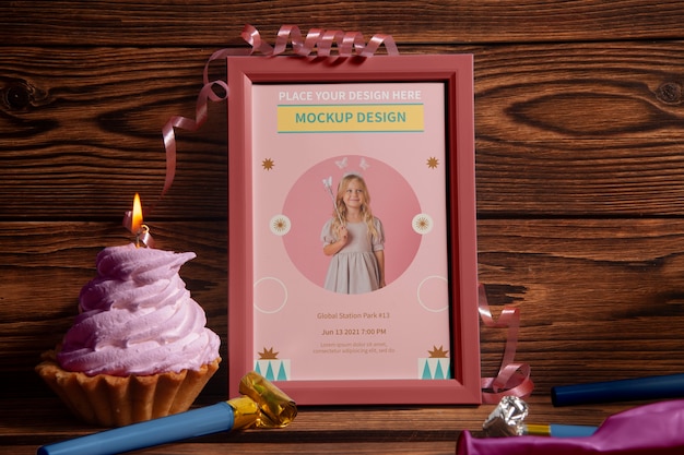 PSD kids birthday frame mockup