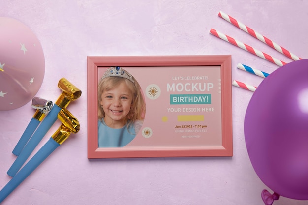 PSD kids birthday frame mockup