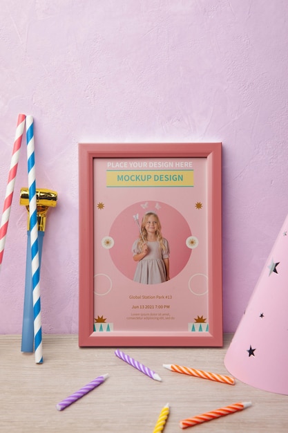 PSD kids birthday frame mockup