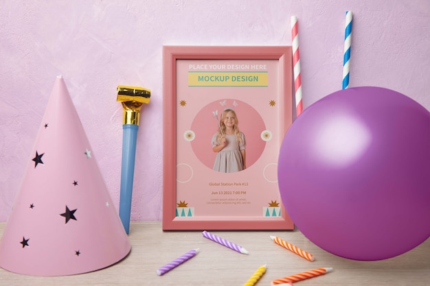 PSD mockup di cornice per il compleanno dei bambini