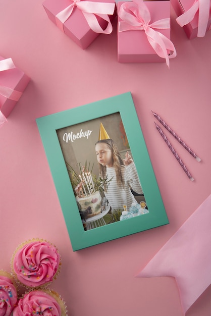 PSD kids birthday frame mockup