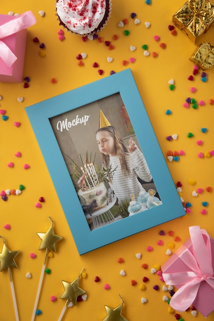 PSD kids birthday frame mockup