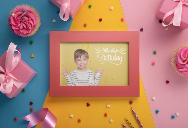 Kids birthday frame mockup