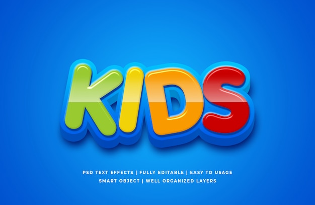 Kids cartoon 3d text style effect