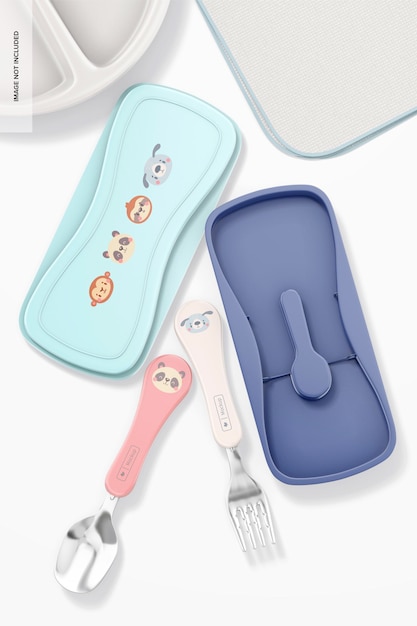 Kids Cutlery Travel Case Mockup