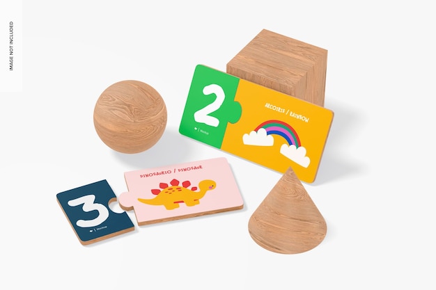 PSD kids didactic cards mockup