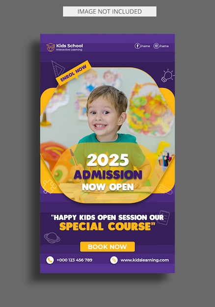 PSD kids education admission instagram story template