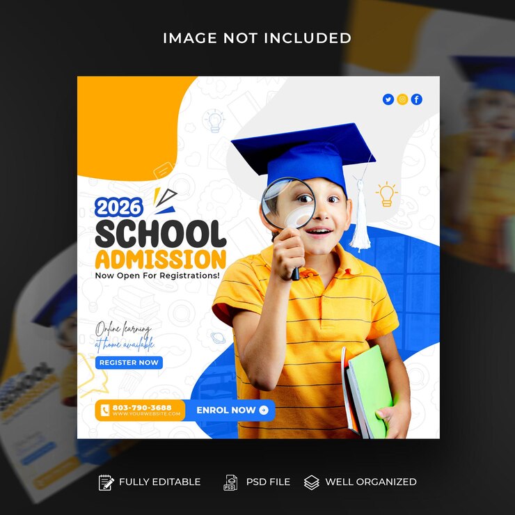Kids Education admission Social Media Instagram Post Banner Template