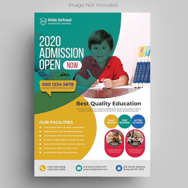 PSD kids education flyer template