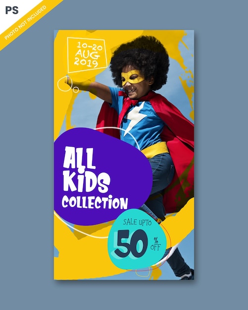 PSD kids fashion sale social media banner