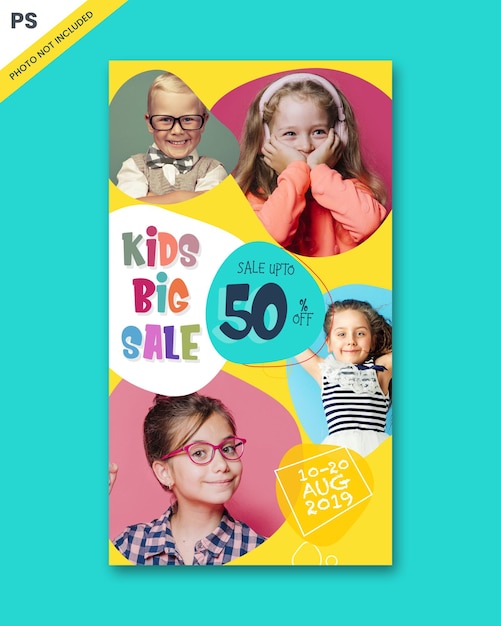 PSD kids fashion sale social media banner